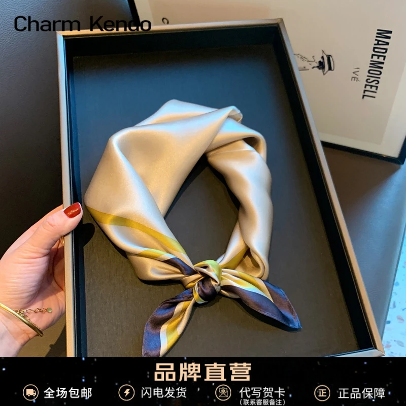 Charm Kendo真丝丝巾女2025新款法式小方巾生日礼物送女友送老婆