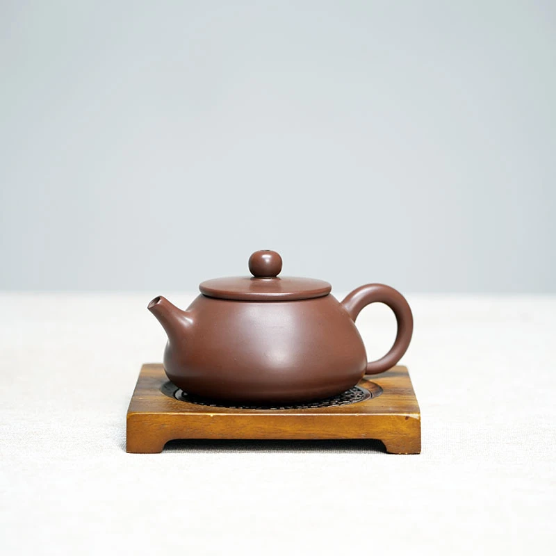 广西钦州坭兴陶 全手工平底石瓢素壶 220CC 泡茶壶
