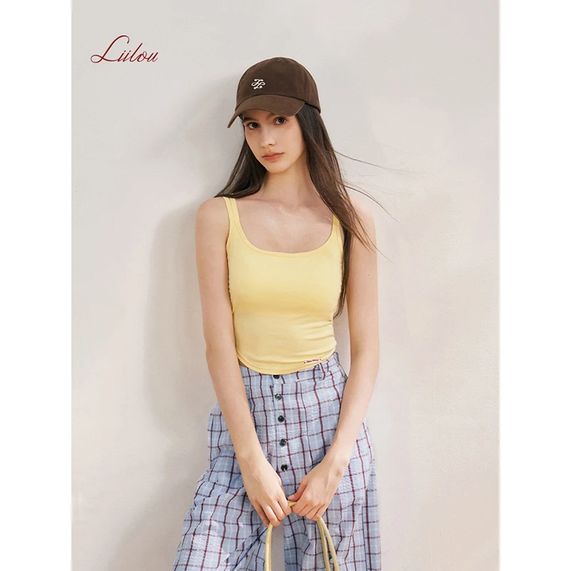 Liilou 25ss Luli core 一体杯胸垫 舒适棉质双肩带露背吊带上衣