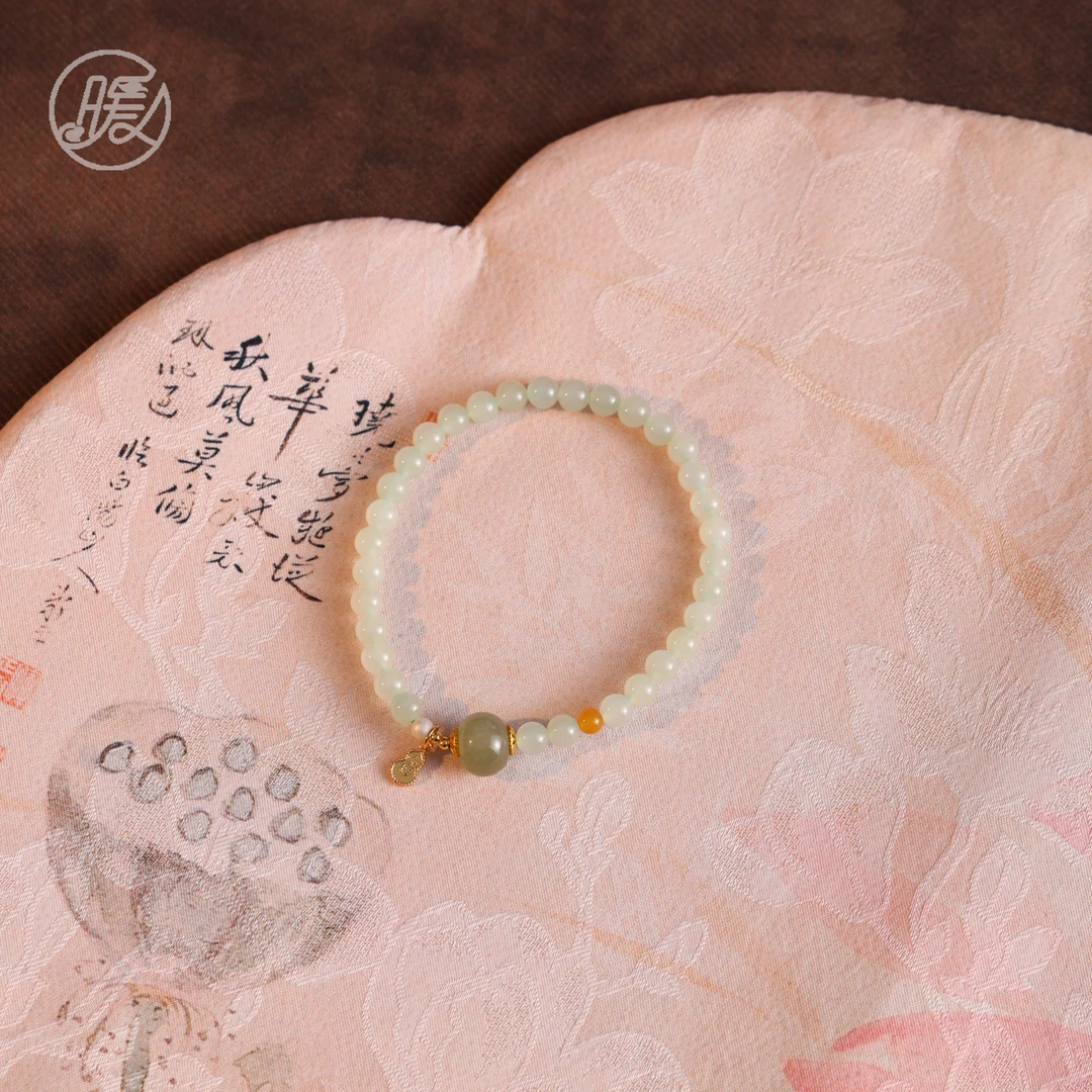 单圈和田玉手串5mm搭配路路通葫芦吊坠手链A6974多样性发一