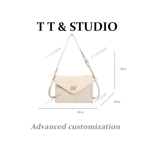 【TT Studio】SKL-7338-米白RAIN.CUN时尚简约腋下斜跨轻奢女包