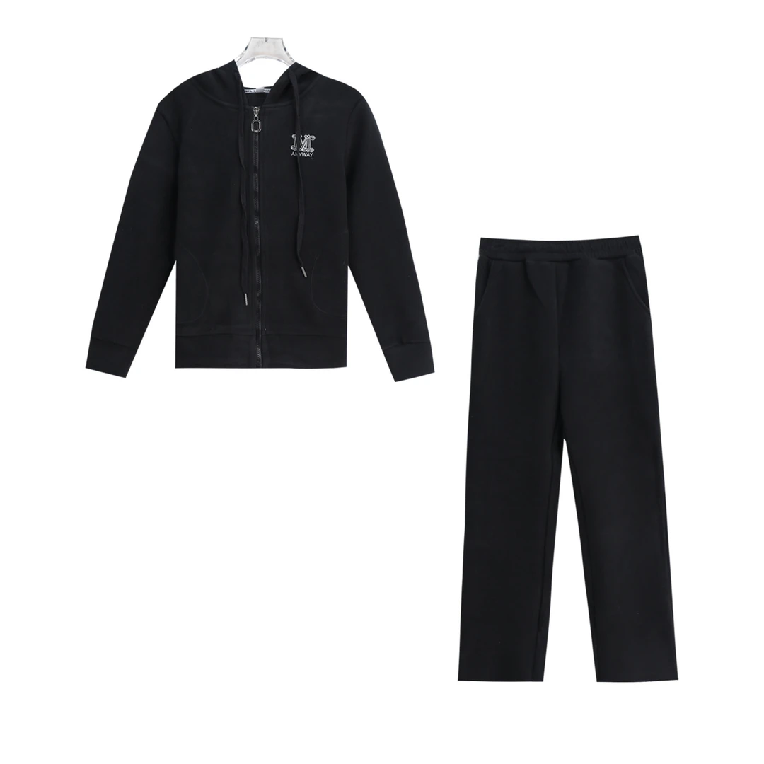 时尚连帽长袖舒适外套休闲百搭直筒裤两件套S5019