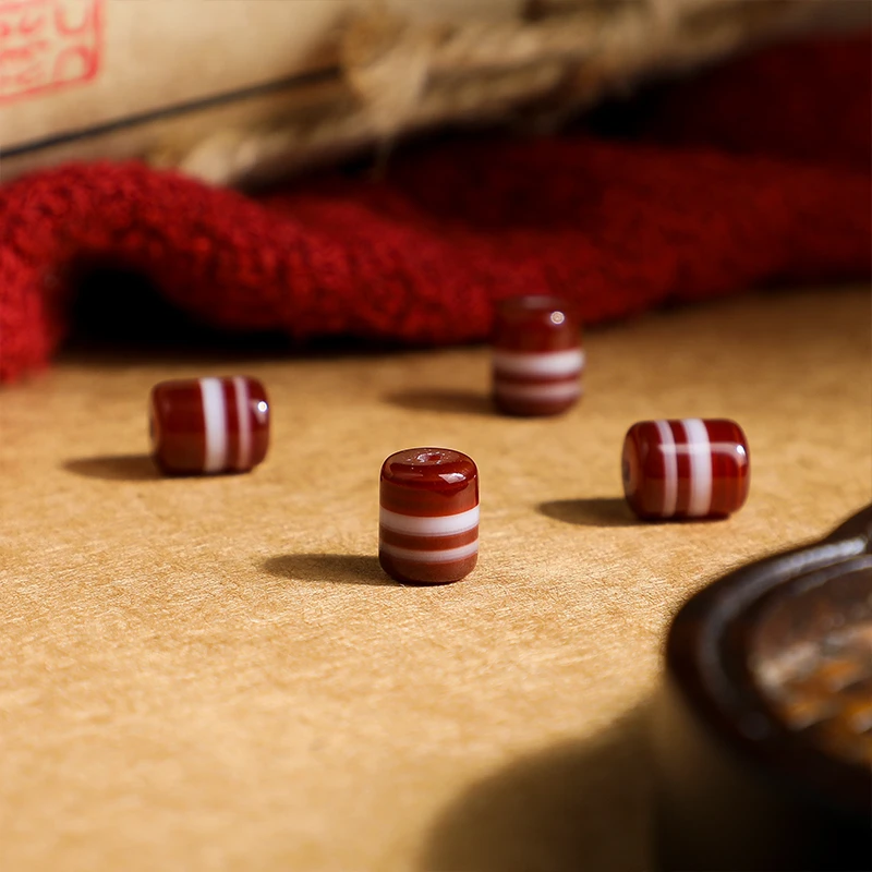 一线药师玛瑙红白药师珠老型文玩配饰直切老型diy7.5*9mm