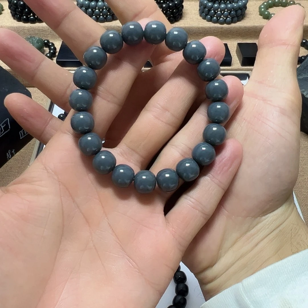 颈饰未镶嵌和田玉且末格雷灰5A级五代精工手串