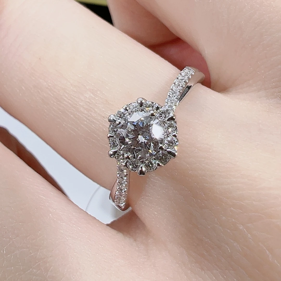 天然钻石戒指/指环18K金镶嵌