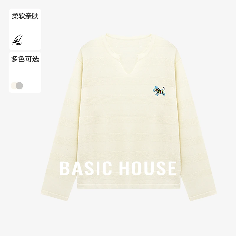 Basic House/百家好秋季女士韩系ins衣服休闲针织衫-B0625B5IEU2