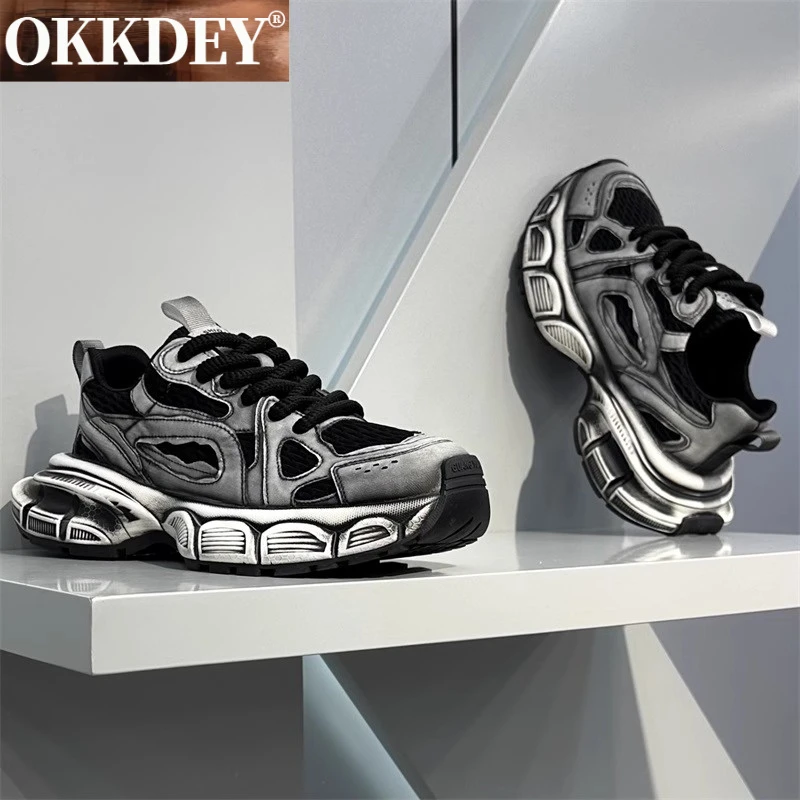 okkdey【明星同款运动鞋】男士厚底休闲鞋轻奢网红老爹鞋男款潮牌鞋