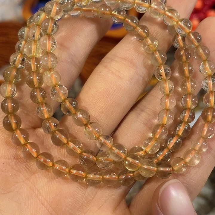 合金玛瑙/玉髓珠宝半成品一条5-6mm黄水晶3圈