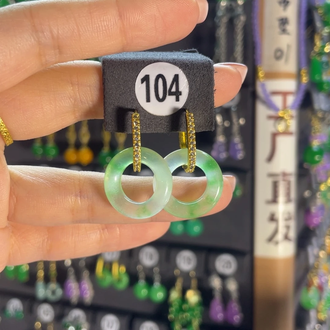 翡翠银S925镶嵌耳饰104