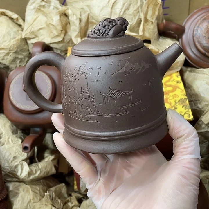 紫砂茶壶原矿泥料，手工制作一把，紫砂壶。