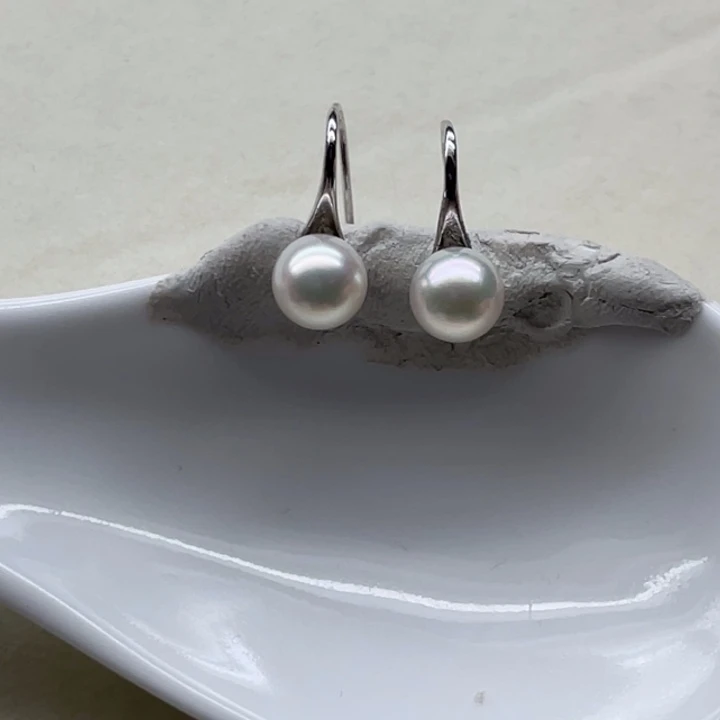 银S925镶嵌耳饰海水珍珠akoya高跟鞋