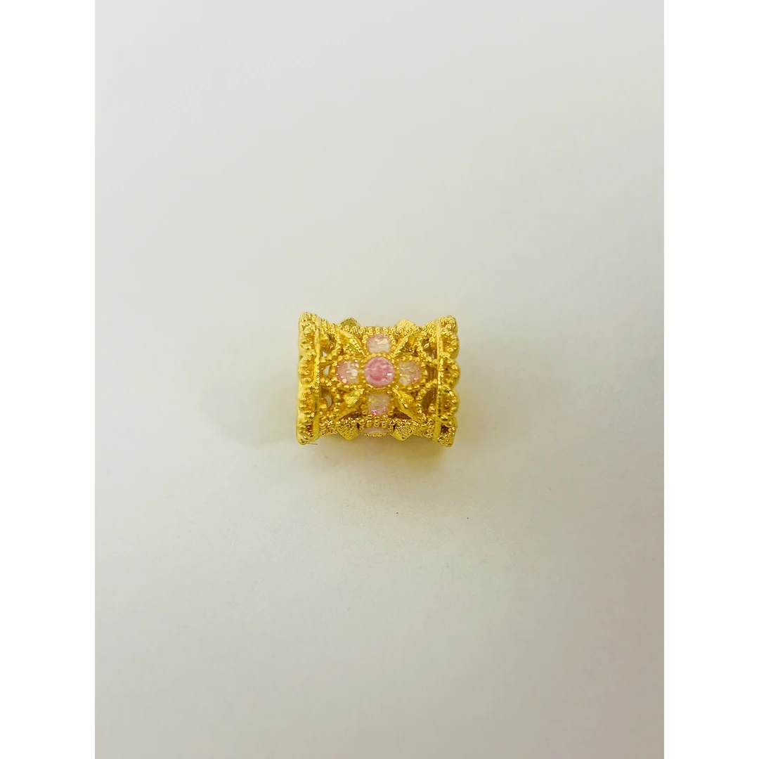 水贝黄金足金999粉色花丝隔珠首饰配件DP1884