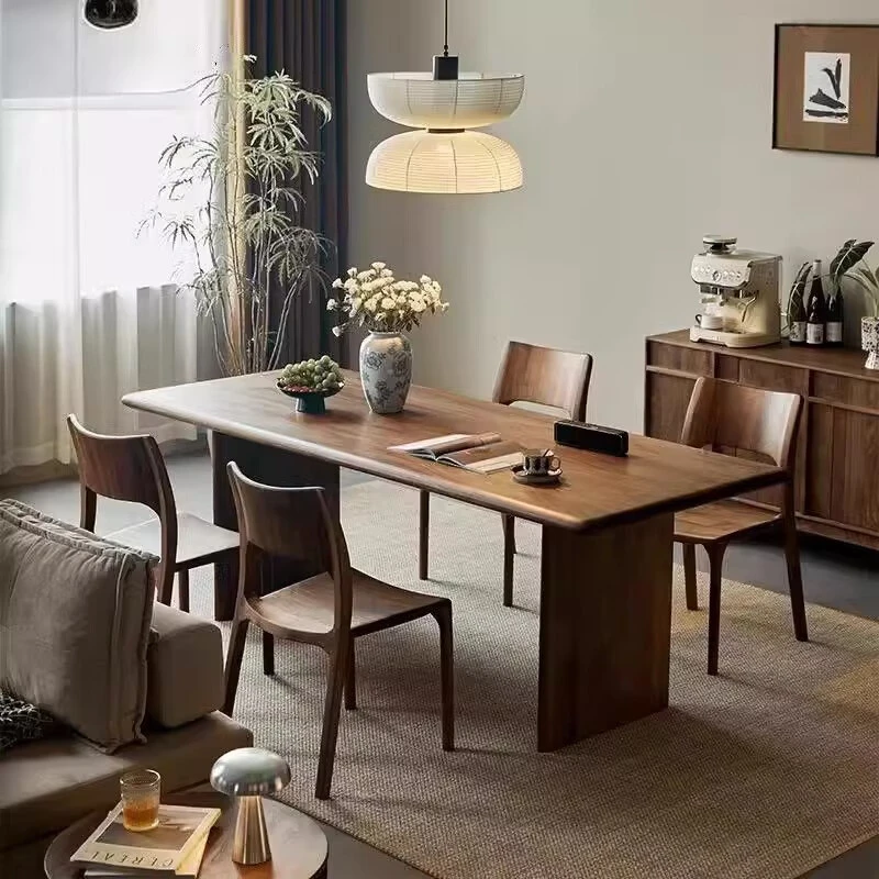 北美黑胡桃木餐桌全实木长桌子去客厅化长书桌茶桌原木大板工作台