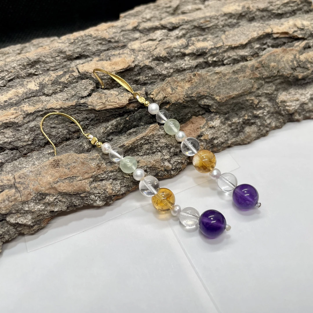 【花藤】s925珍珠水晶多宝耳钩 KT25060235