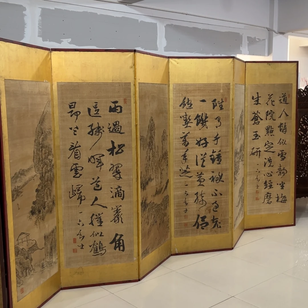 绘画屏风框画茶空间设计