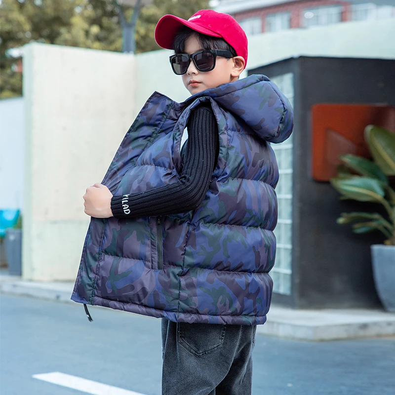 巴拉线上连帽防风男童秋冬装马甲儿童加厚外套中大童棉坎肩冬季