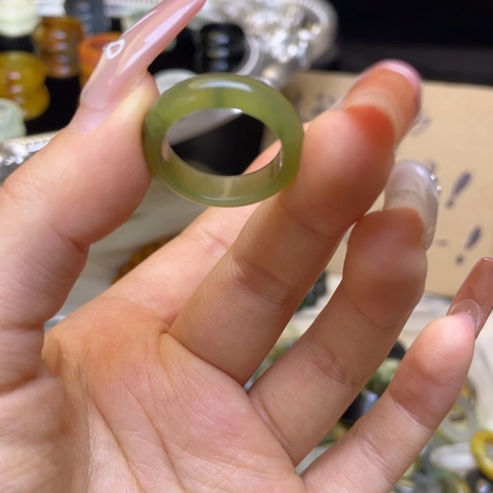 蛇纹石玉合金戒指3-18.2