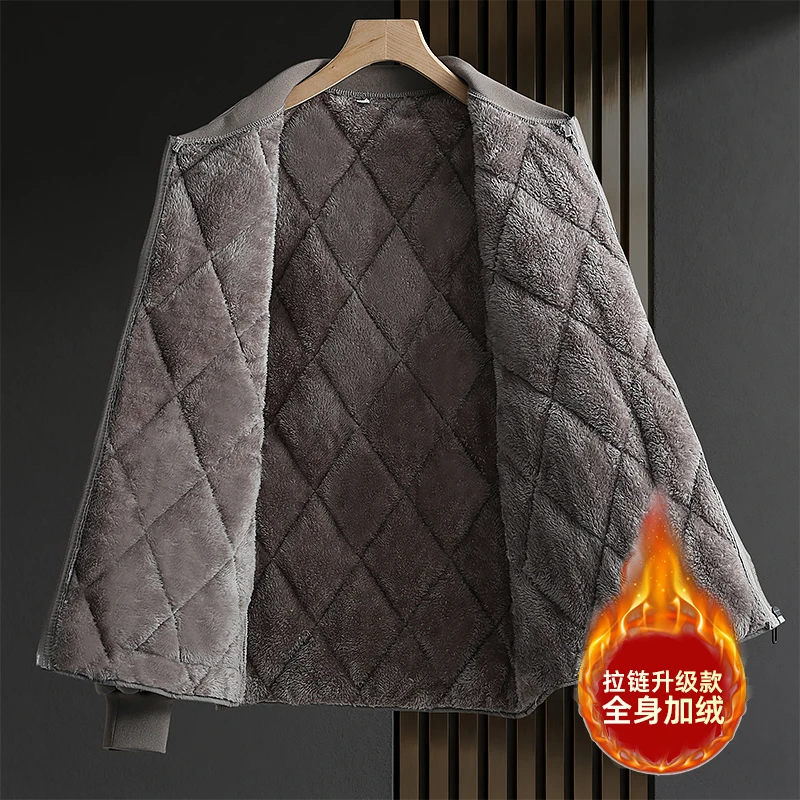 男士加绒加厚内胆棉衣秋冬新款内穿打底棉袄宽松大码保暖棉服外套