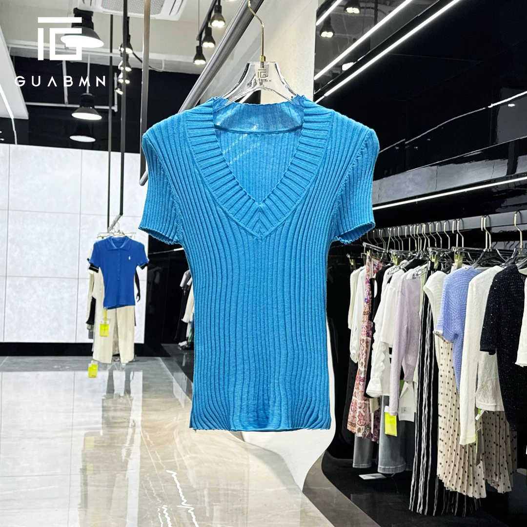 GUABMN2025夏季新品气质休闲短袖时尚百搭针织衫夏日穿搭5373