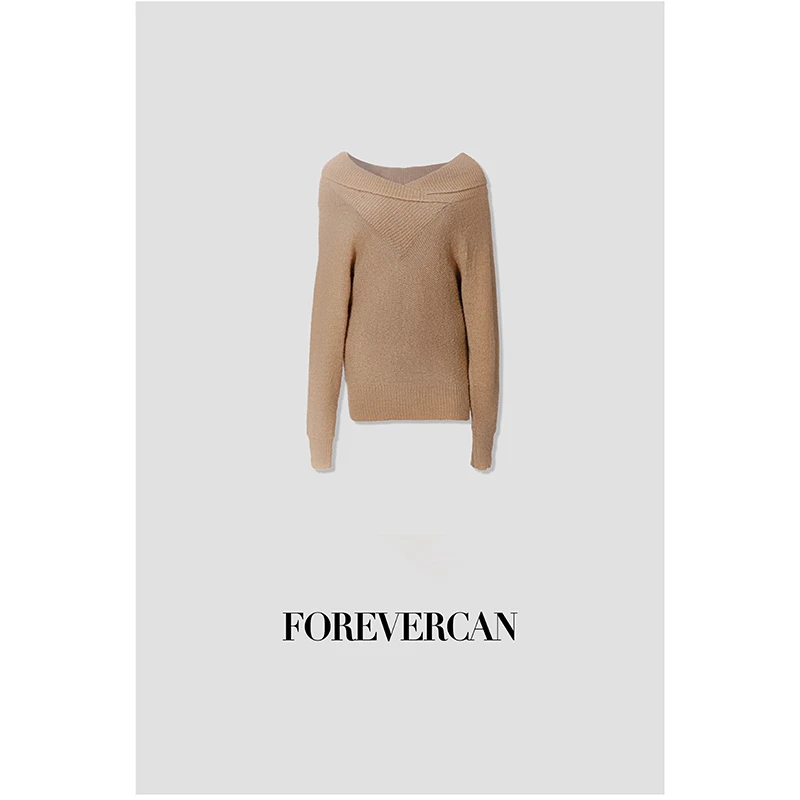 FOREVERCAN”美拉德色系 杨树林青果领中长款毛衣MY3807