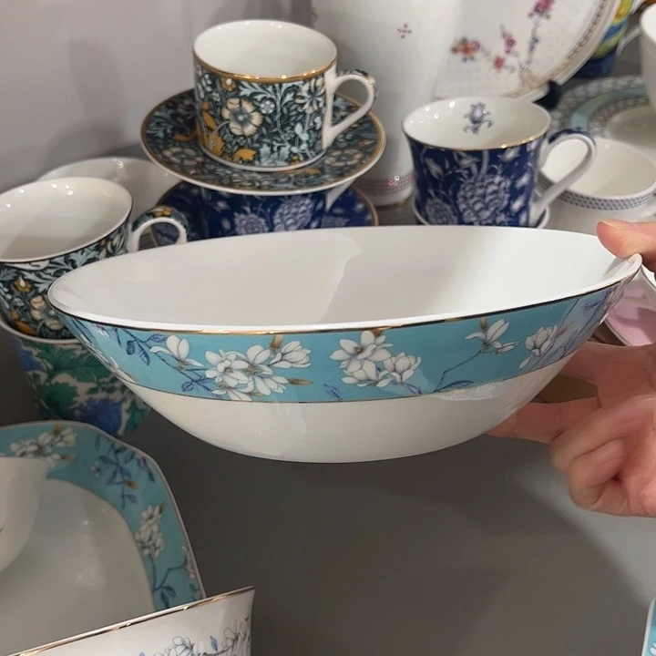 瓷片微瑕骨瓷汤盆一个水云间