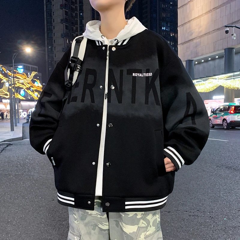 春秋季新款青少年中学生男生外套开衫帅气潮流宽松休闲棒球服夹克
