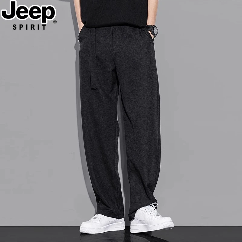 JEEPSPIRIT吉普休闲裤男美式高街垂感宽松大码长裤时尚男士裤子