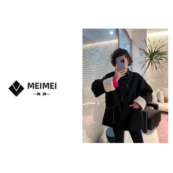 XMM.《春款限定国风西装》气质时尚黑色宽松设计师拼接休闲百搭西装