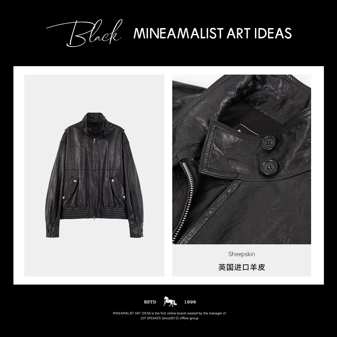 MINEAMALIST ART IDEAS【MAIx英国进口】复古褶皱皮衣外套3407M