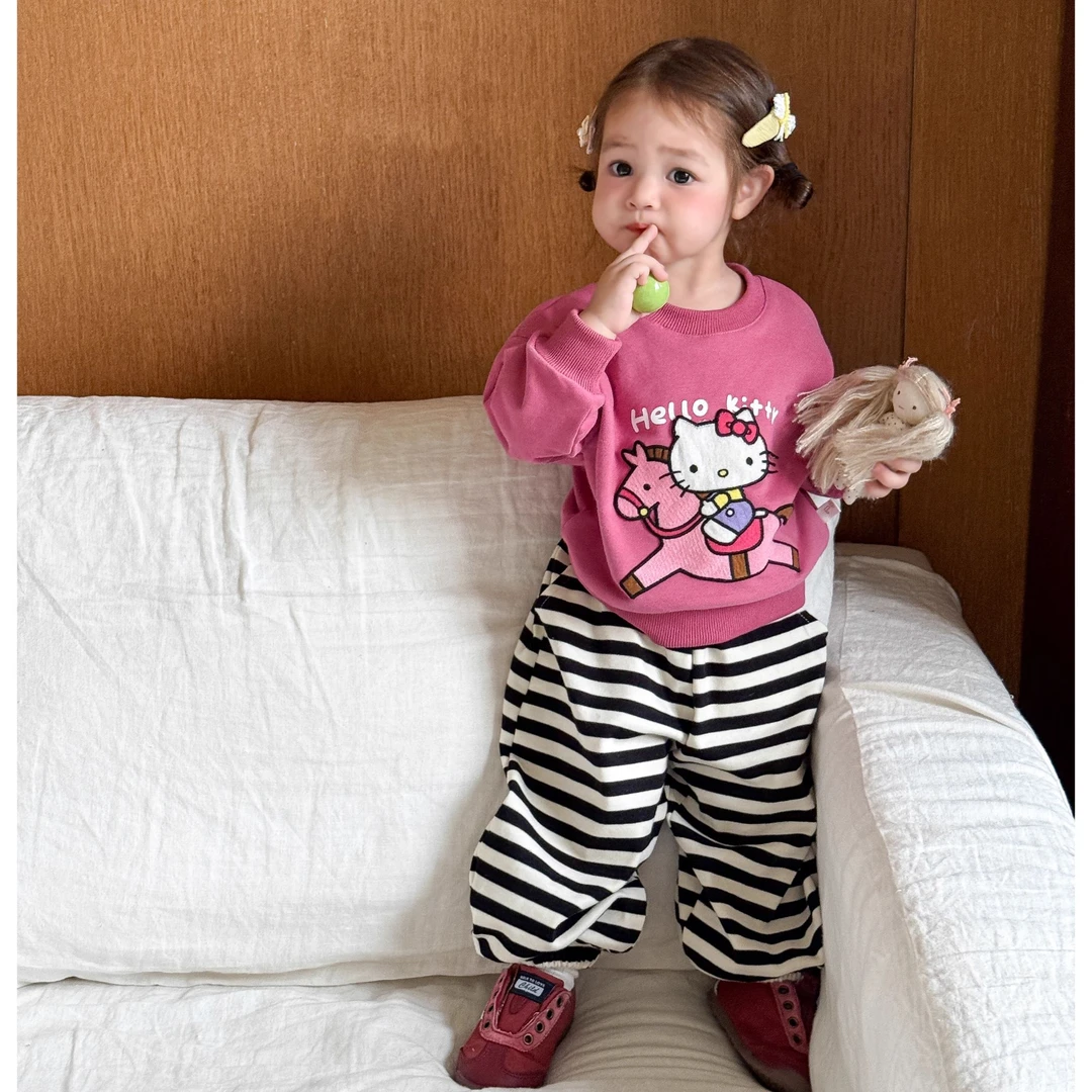 加绒女童卫衣两件套新款秋季洋气卡通秋装儿童长袖女宝宝卫衣套装