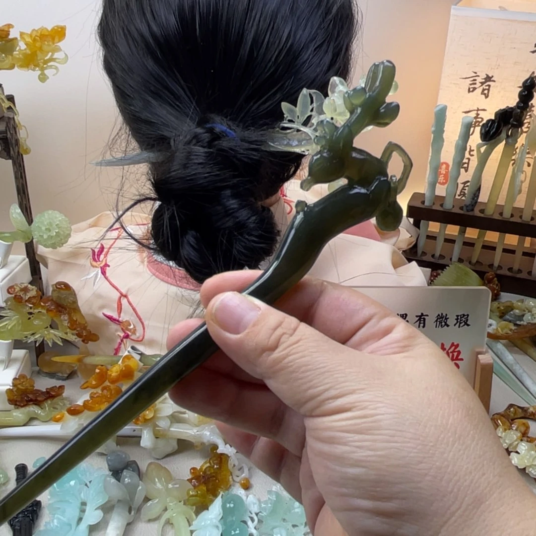 蛇纹石玉合金发饰