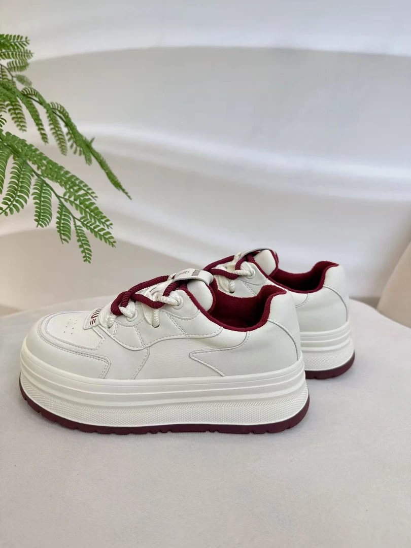 W82055女鞋厚底平底小白鞋夏透气老爹鞋