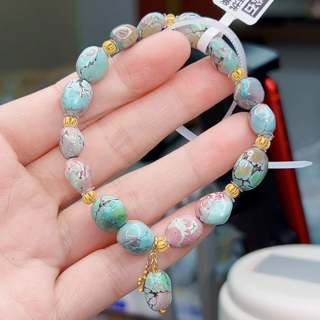 绿松石珠宝奇石18K金镶嵌