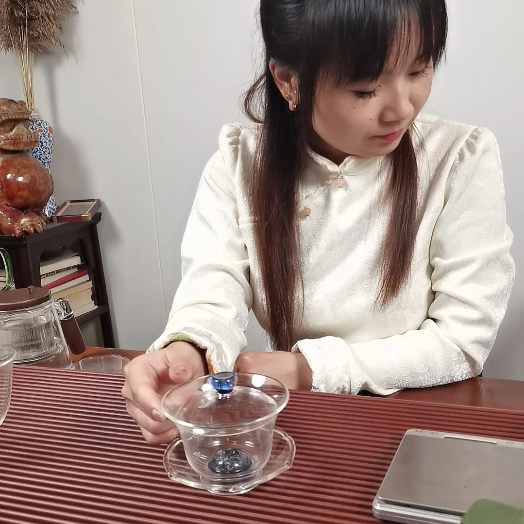 手柄款高硼硅玻璃斑斓星空盖碗