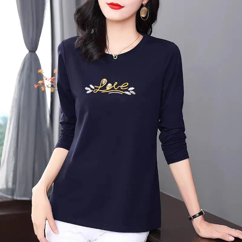 以直播间实物为准2216款圆领长袖t恤女春秋2025新款打底衫