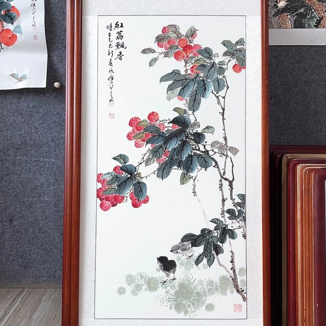 国画书画作品带框123×63厘米