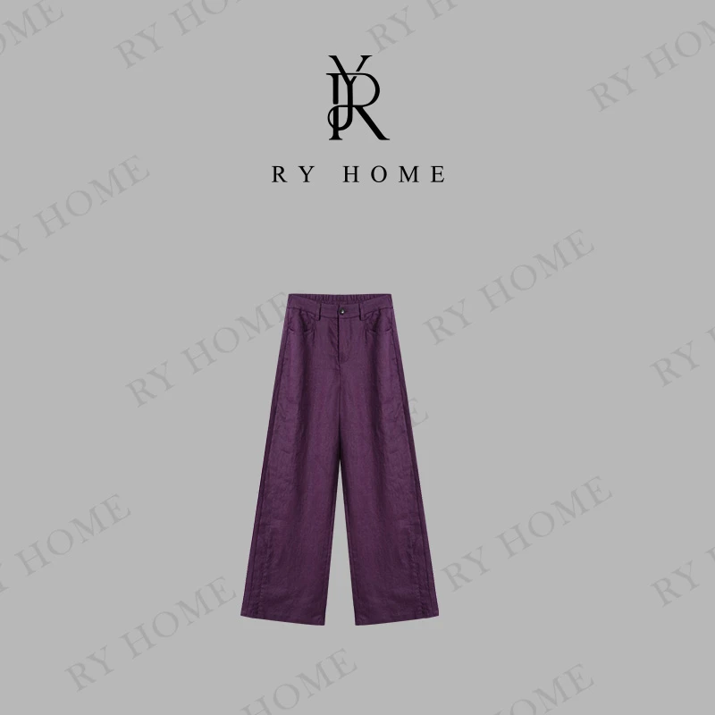 【容雨RYHOME】100亚麻+植物环保染色雨露麻直筒休闲裤251K2422