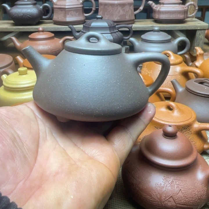 紫泥茶壶宜兴紫砂壶半手工石瓢壶，160cc