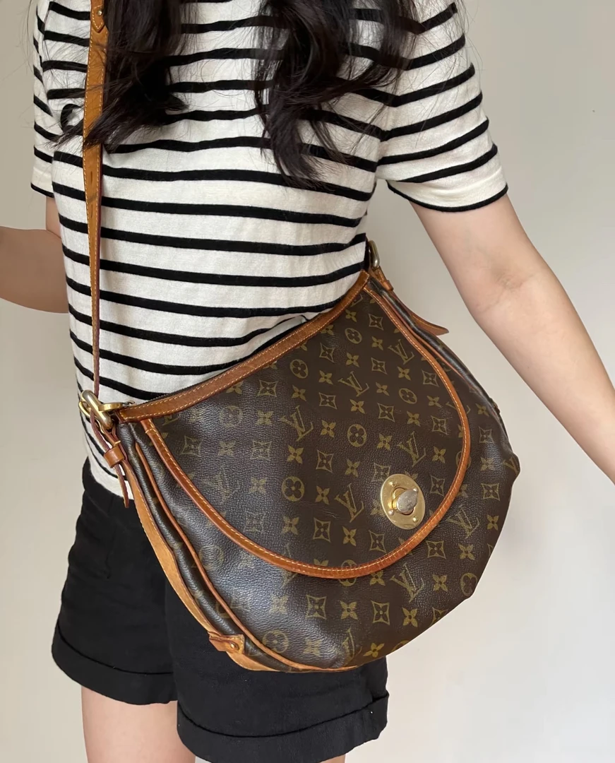 95新 LouisVuitton/路易威登 老花大号金豆单肩斜挎包