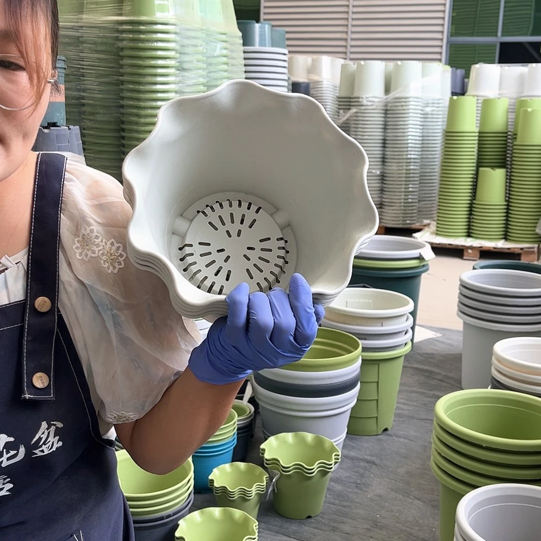 荷叶盆3#米白色5个含托