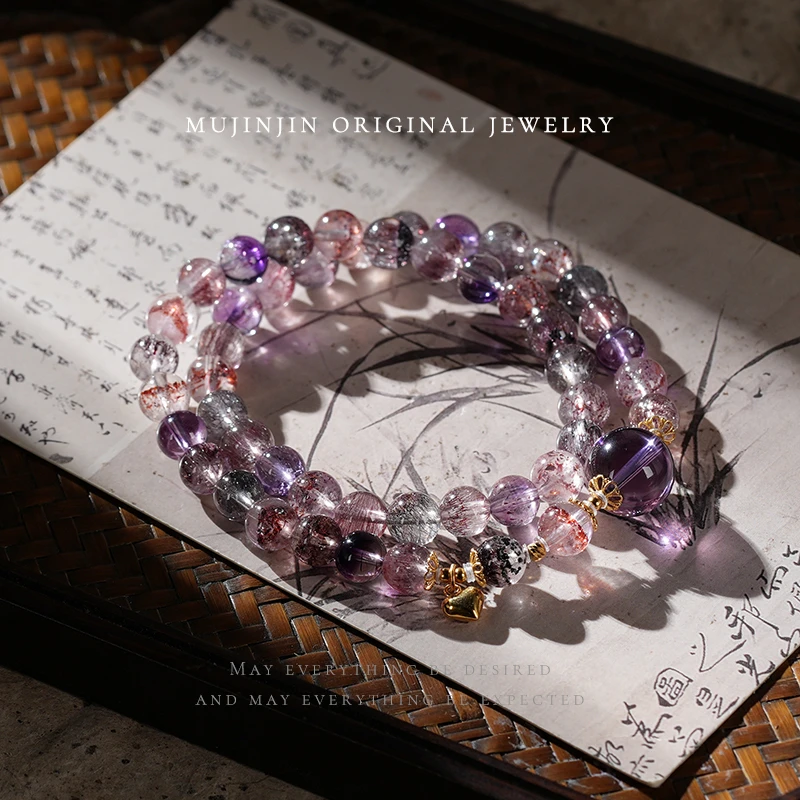 【木槿槿】天然超七双圈水晶手串女款7m+时尚设计款送礼物串珠手链