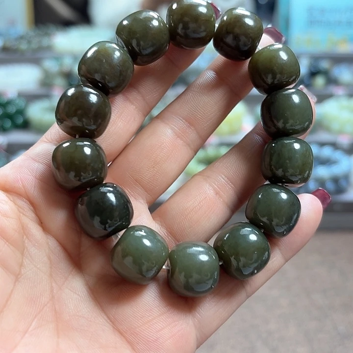 和田玉手链未镶嵌新疆且末糖老型卡16