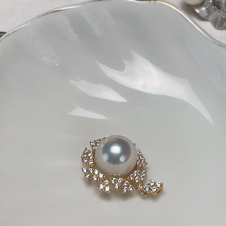 淡水珍珠颈饰银S925镶嵌1*月