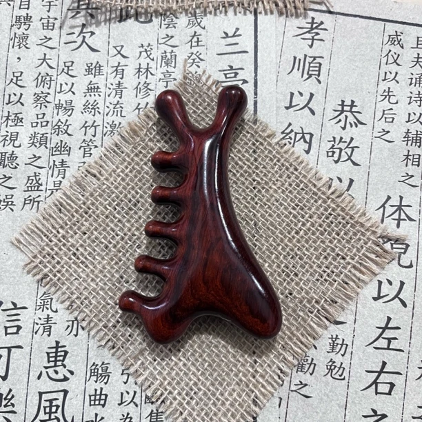 紫檀四合一多功能按摩梳怪兽经络梳头疗刮痧疏通