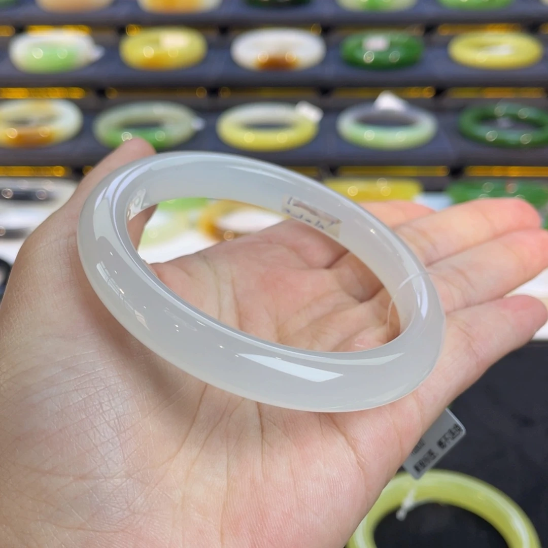 未镶嵌手镯和田玉-高冰玻璃底 白冰手镯 58 59