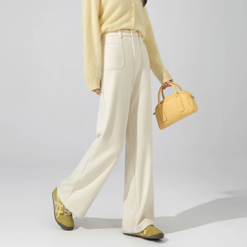 休闲裤冬季时尚高腰外穿休闲长裤口袋休闲风直筒裤