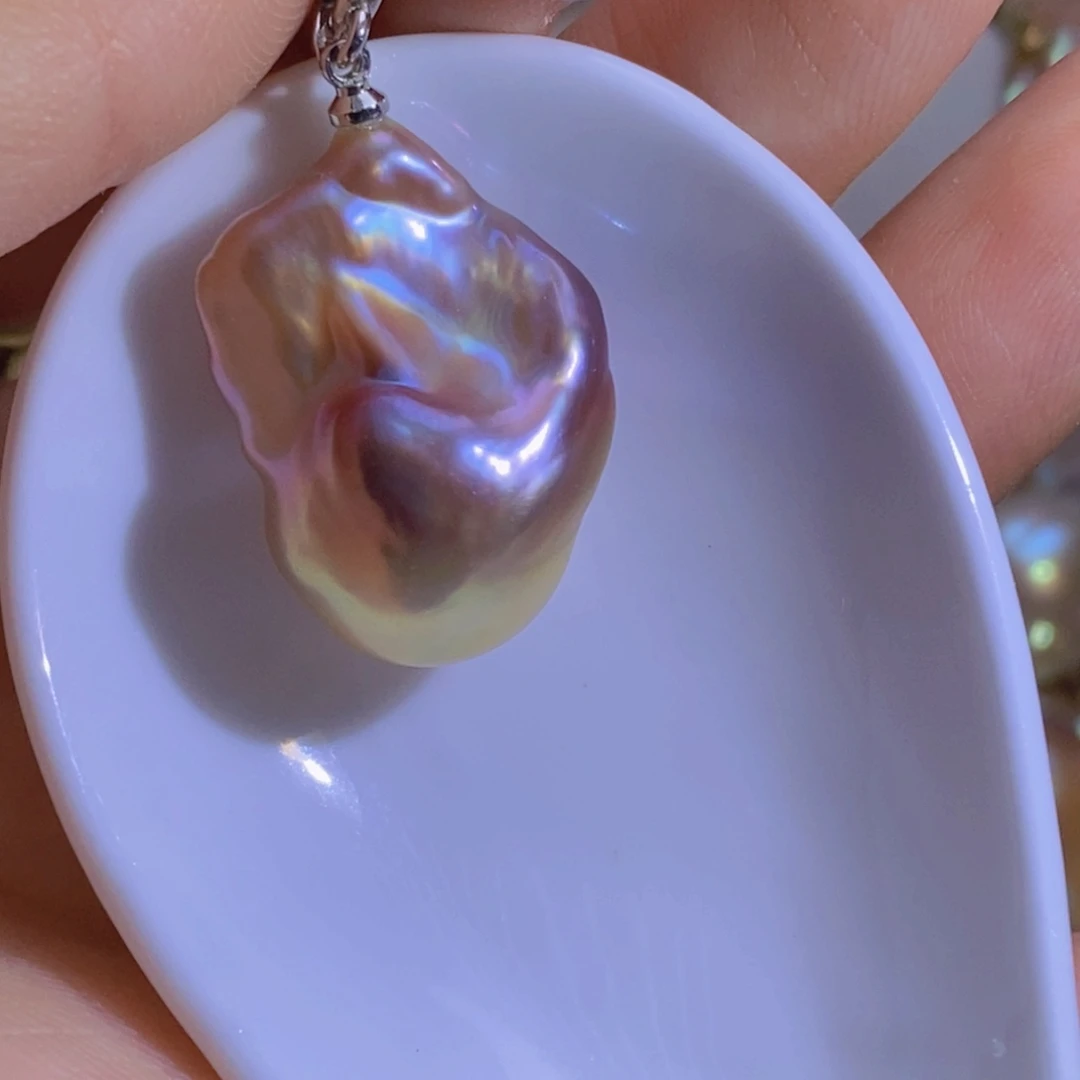 银S925镶嵌淡水珍珠微瑕