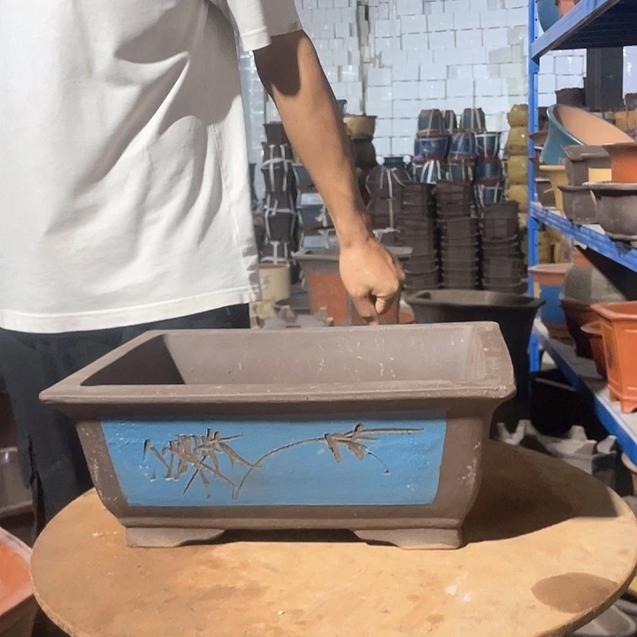 32蓝色马槽花盆花盆