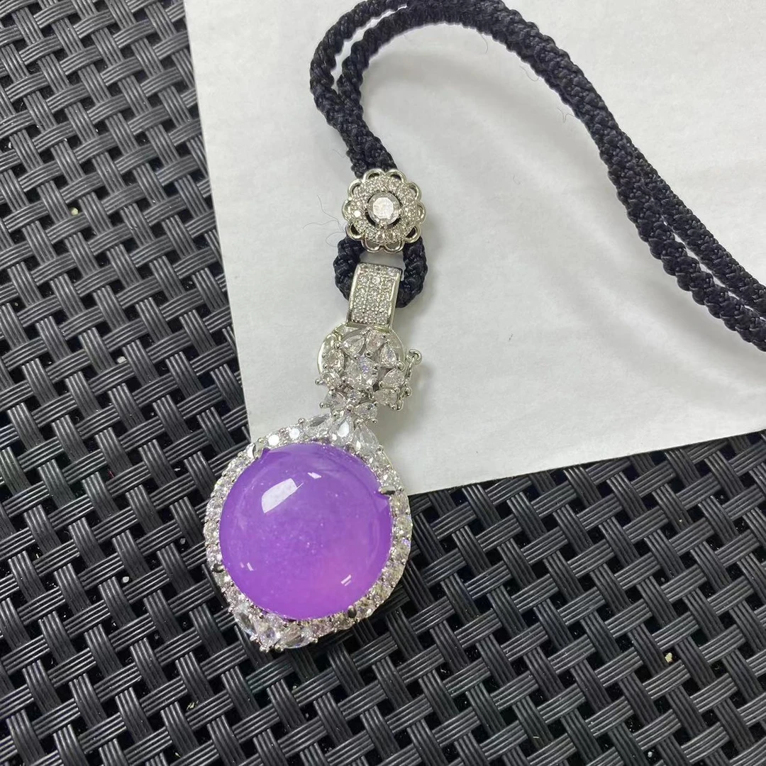 G251透紫圆吊坠带绳时尚吊坠
