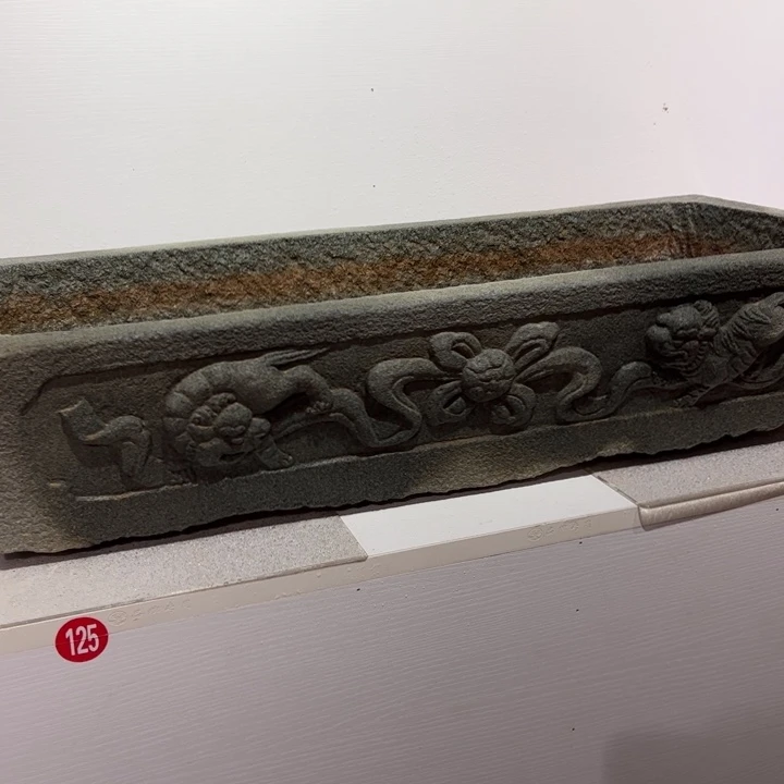 福***云石材双狮戏珠青石盆